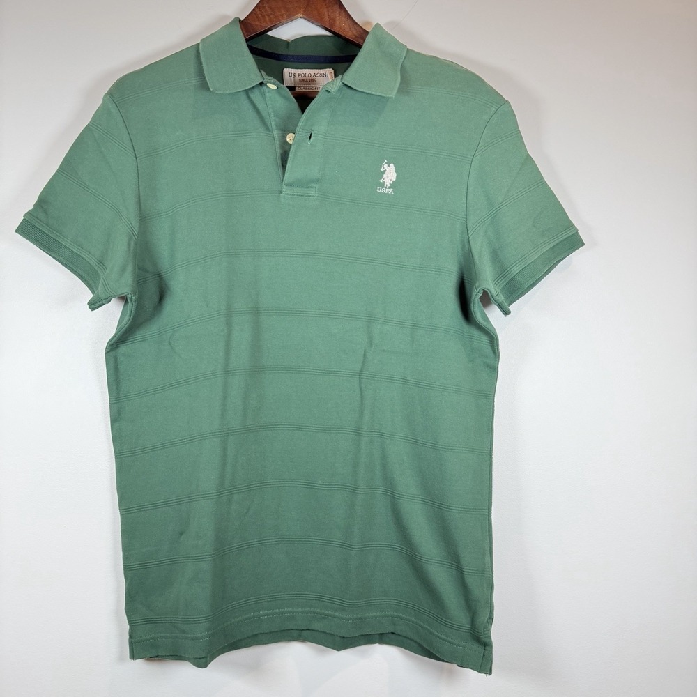 U.S. Polo Assn Mens Classic Fit Deep Green Polo Shirt— Medium